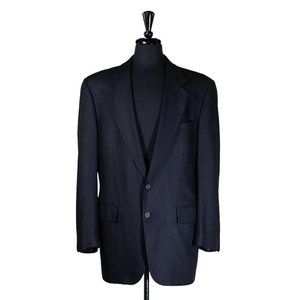 Jos. A. Bank Mens Blazer Blue Herringbone Wool Lined Suit Jacket Sport Coat 42L